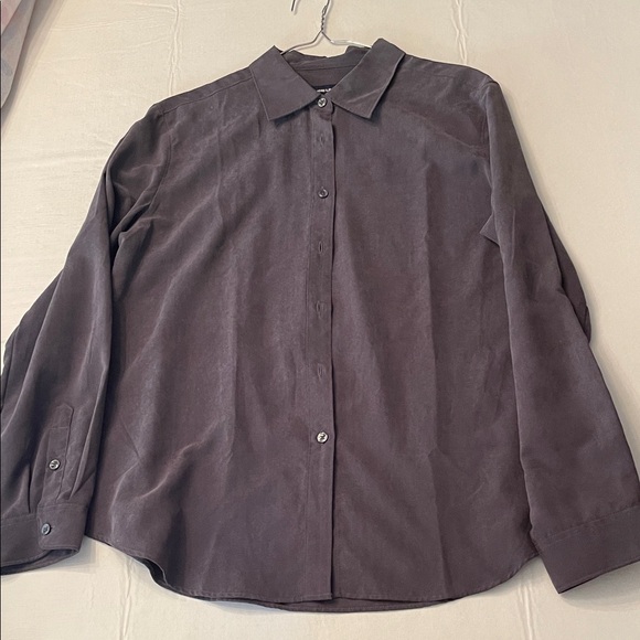 The Limited women's Charcoal Button Down Shirt, feels like brushed suede - Picture 1 of 7